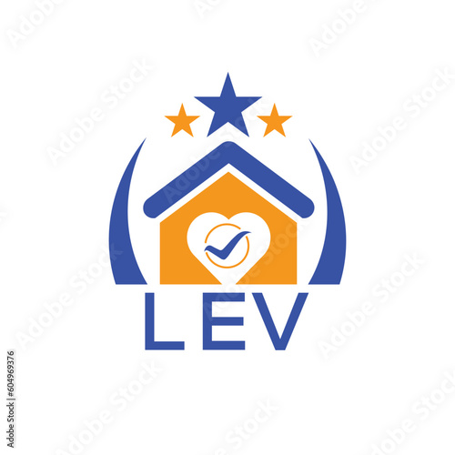 LEV House logo Letter logo and star icon. Blue vector image on white background. KJG house Monogram home logo picture design and best business icon. 
