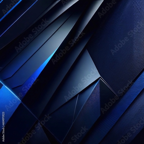 illustration of abstract geometric background with black and blue elements. AI generation