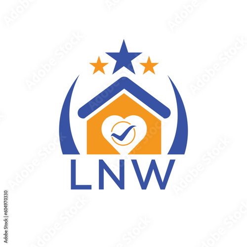 LNW House logo Letter logo and star icon. Blue vector image on white background. KJG house Monogram home logo picture design and best business icon. 
 photo