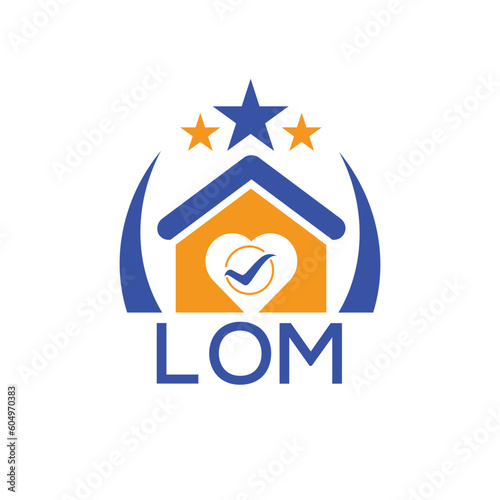 LOM House logo Letter logo and star icon. Blue vector image on white background. KJG house Monogram home logo picture design and best business icon. 
