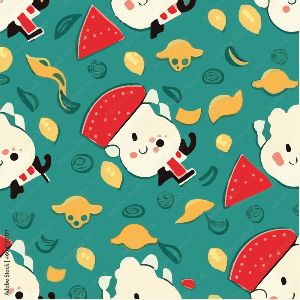 Fototapeta premium cute simple ceviche pattern, cartoon, minimal, decorate blankets, carpets, for kids, theme print design 