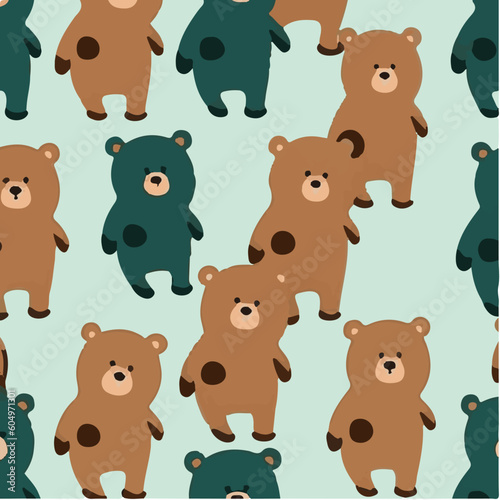 cute simple grizzly bear pattern, cartoon, minimal, decorate blankets, carpets, for kids, theme print design
 photo