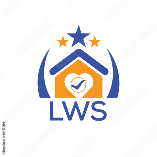 LWS House logo Letter logo and star icon. Blue vector image on white background. KJG house Monogram home logo picture design and best business icon. 
 photo