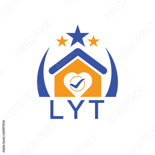 LYT House logo Letter logo and star icon. Blue vector image on white background. KJG house Monogram home logo picture design and best business icon. 
