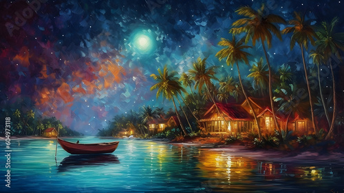 夜の熱帯島バケーションの魅力を体験する No.008 | Enchanted Nights: A Tropical Island Vacation in Art Generative AI