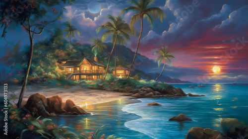 夜の熱帯島バケーションの魅力を体験する No.007 | Enchanted Nights: A Tropical Island Vacation in Art Generative AI