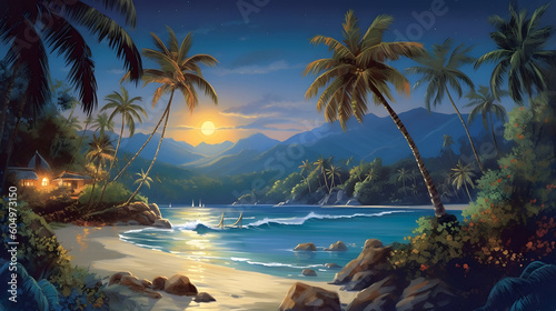 夜の熱帯島バケーションの魅力を体験する No.005 | Enchanted Nights: A Tropical Island Vacation in Art Generative AI