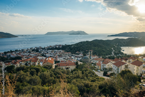 Majestic panoramic view of seaside resort city of Kas in Turkey.