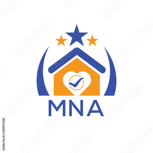 MNA House logo Letter logo and star icon. Blue vector image on white background. KJG house Monogram home logo picture design and best business icon. 
