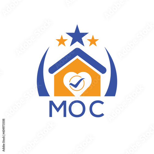 MOC House logo Letter logo and star icon. Blue vector image on white background. KJG house Monogram home logo picture design and best business icon. 
