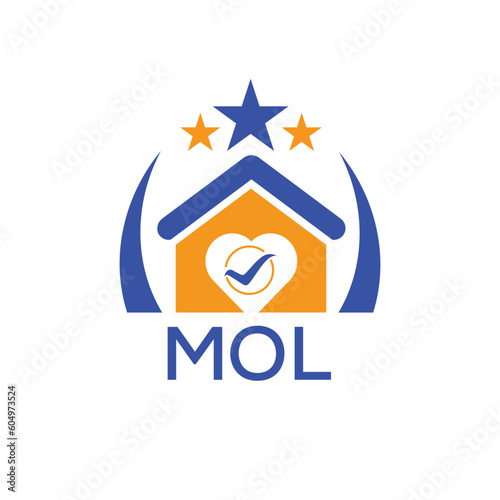 MOL House logo Letter logo and star icon. Blue vector image on white background. KJG house Monogram home logo picture design and best business icon. 
 photo