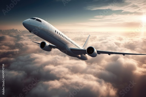 Aerodynamic Marvel  High-Tech Aircraft Soaring Among the Clouds