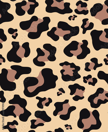 Leopard pattern vector seamless print, trendy cat texture for textile