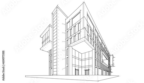 Modern office building concept 3d rendering