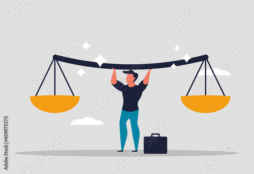 Business ethics in work and principles. Honesty, trust, responsibility in business. Earn the trust of colleagues and a confident leader in the team. Vector illustration concept