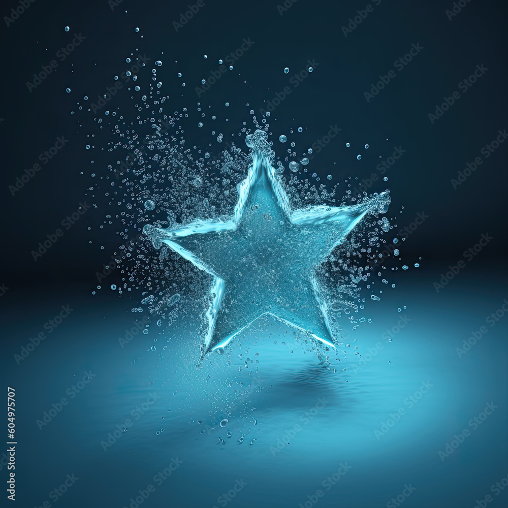 Star from water splash isolated on white Generative AI Star from water splash isolated on white Generative AI