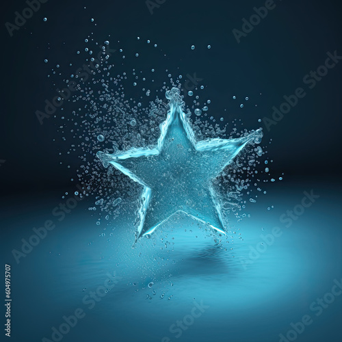 Star from water splash isolated on white Generative AI