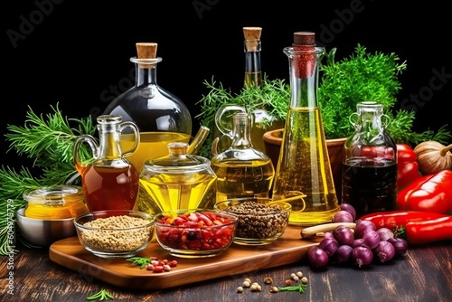 Oil and vinegar, healthy vegetable  (Ai generated)