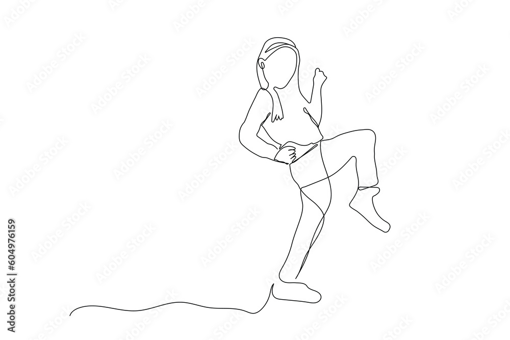 A girl jumping continuous line art drawing. small girl single line art. dancing girl line art. A girl jumping continuous line art drawing. small girl single line art. dancing girl line art.