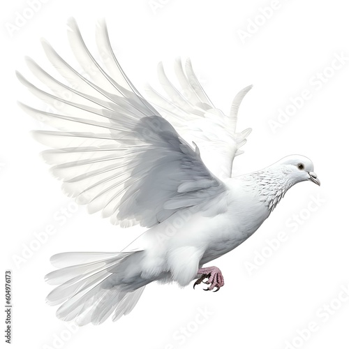 "Pure and Pristine: White Background with Isolated Dove"Ai