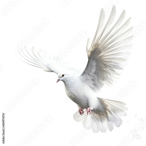  Peaceful Presence  Isolated Dove against a White Background Ai