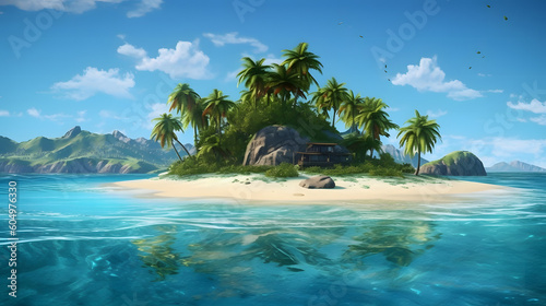 昼間の熱帯島の魅力的な美の芸術 No.007   Captivating Serenity: The Artistry of a Tropical Island Day Generative AI © Lumin5e616f1