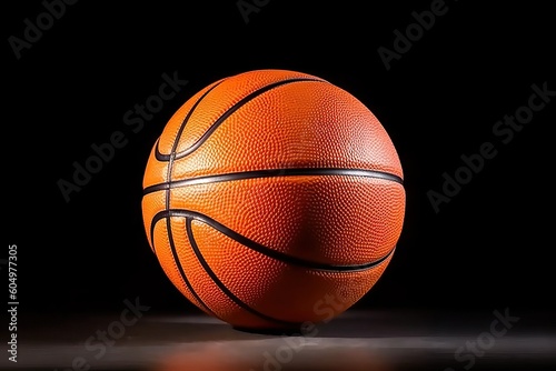 Basketball in black background, sport (Ai generated) © thesweetsheep