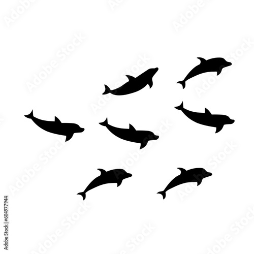 Dolphins line shape silhouette group © Continent4L