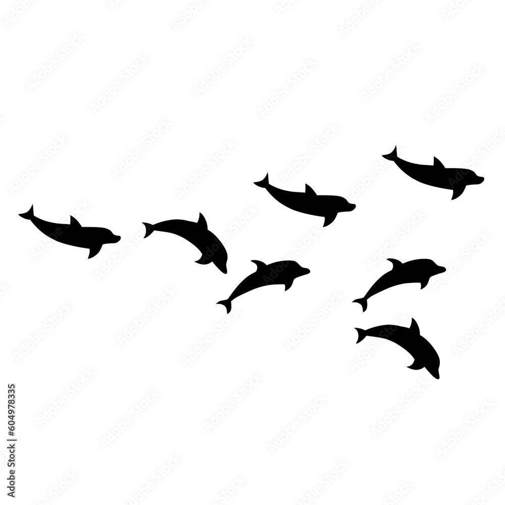 Dolphins line shape silhouette group