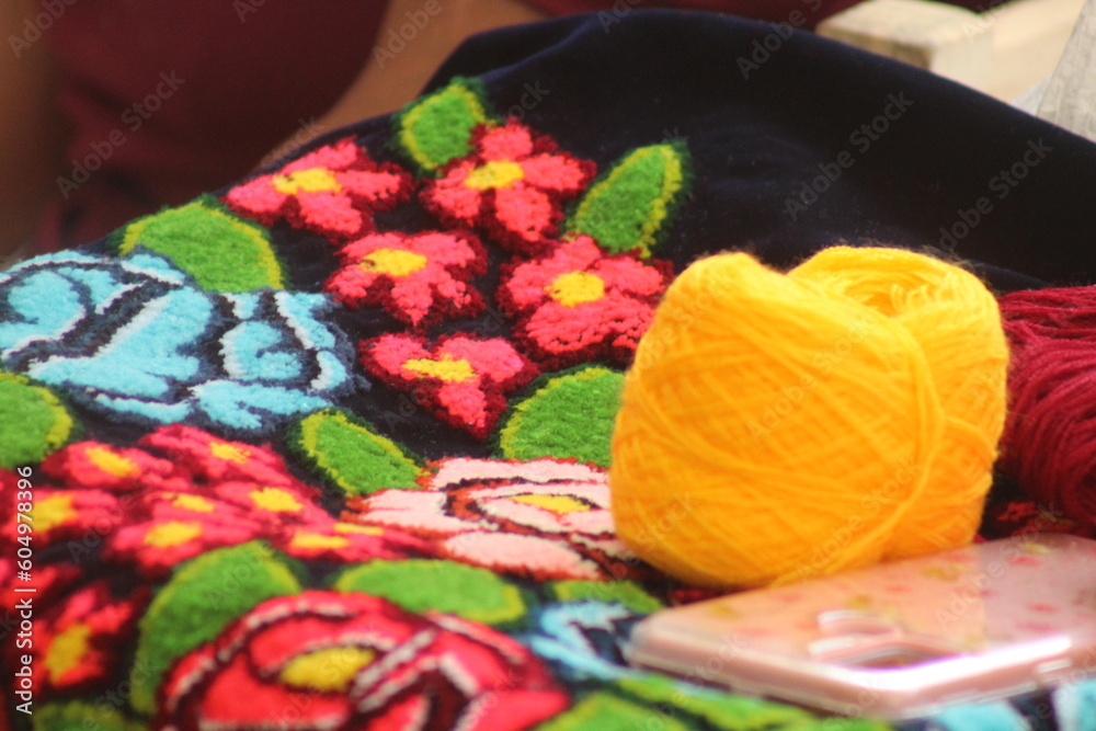 balls of yarn used for the creation of traditional garments of the indigenous communities of Mexico