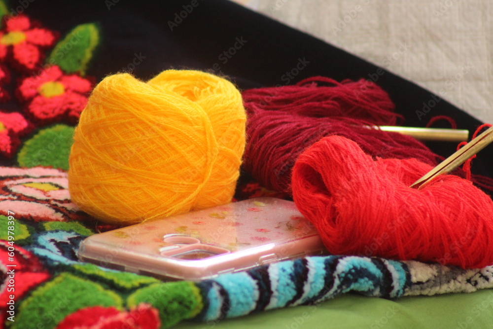 balls of yarn used for the creation of traditional garments of the indigenous communities of Mexico