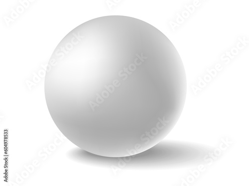 White matte realistic ball and shadow on isolated background. Vector illustration