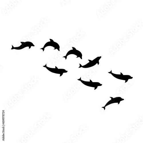 Dolphins line shape silhouette group