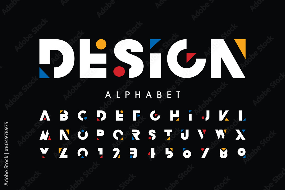 Modern abstract digital alphabet font. Minimal technology