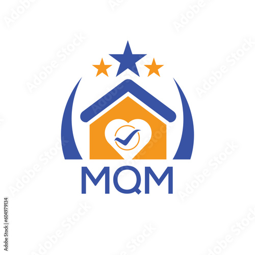 MQM House logo Letter logo and star icon. Blue vector image on white background. KJG house Monogram home logo picture design and best business icon. 
 photo