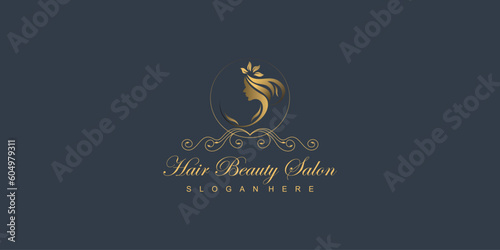 Creative hair beauty salon logo with modern style | premium vector