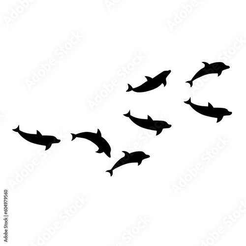 Dolphins line shape silhouette group © Continent4L