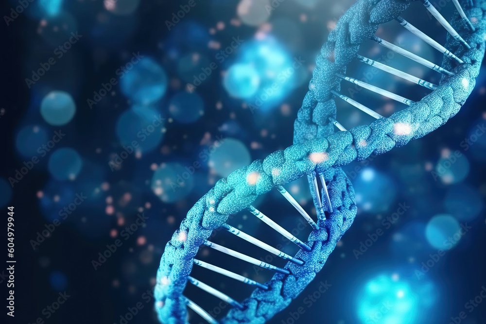 conceptual dna double helix with blue sparkly background conceptual dna double helix with blue sparkly background