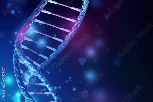 conceptual dna double helix with blue sparkly background