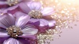 A Background with Glimmering Harmony Amethyst Blooms and Silver Threads - A Beautiful Purple Silver Flowers Backdrop with Copy Space for Text - Flower Wallpaper created with Generative AI Technology