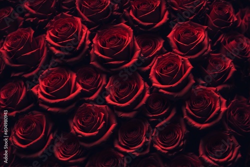 Red roses background  pattern with roses