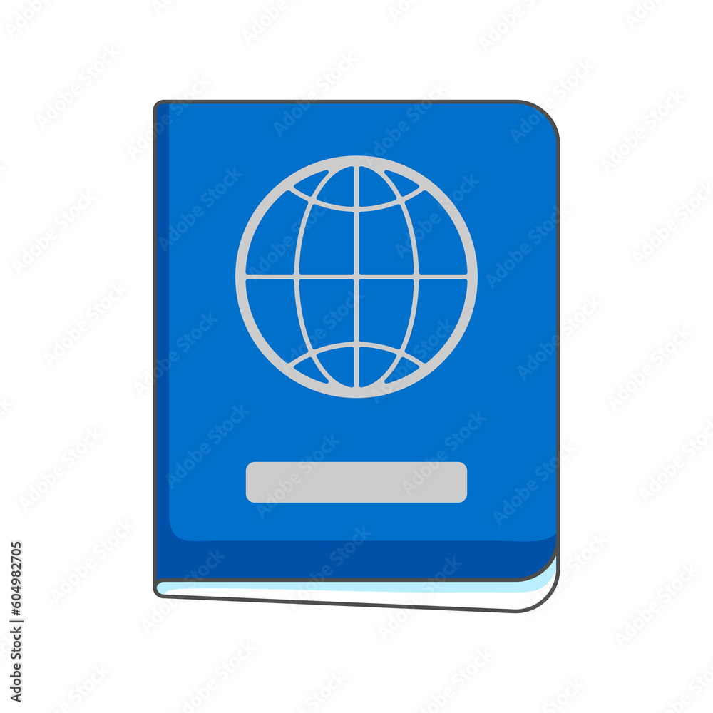 Cartoon blue passport. Travel illustration and tourism item. Cartoon blue passport. Travel illustration and tourism item.