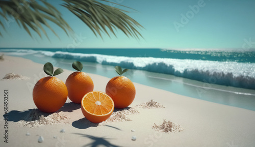 Orange basking in beach serenity. Generative AI
