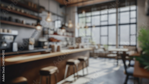 Architectural 3D Rendering Of Coffee Shop Blurred Background Illustration