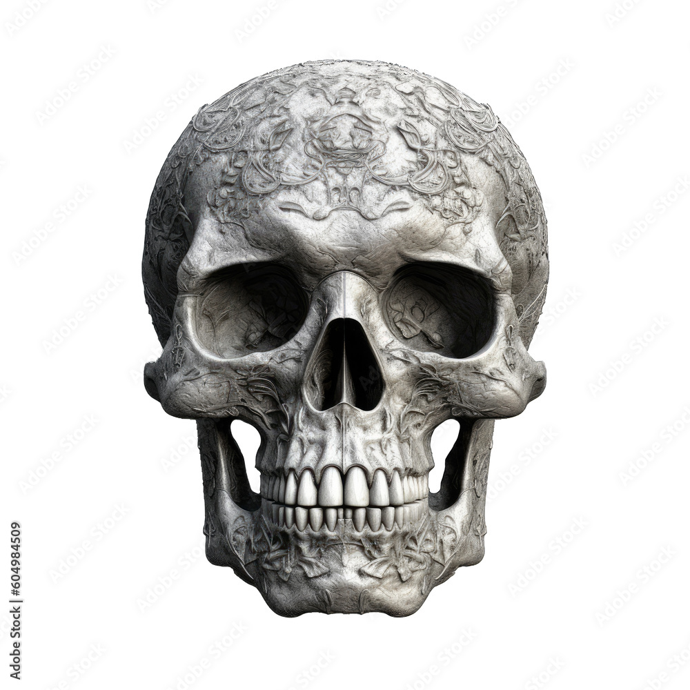 Obraz premium human skull isolated on white created by generative ai, edit with ps