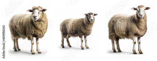 Sheep animal collection isolated on white background, Generative AI © The Imaginary Stock