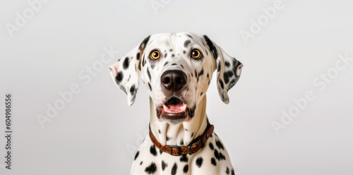 Studio portrait Dalmatian dog surprised facial expression isolated on white background, Generative AI © The Imaginary Stock