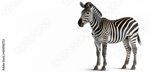 Zebra animal isolated on white background  Generative AI