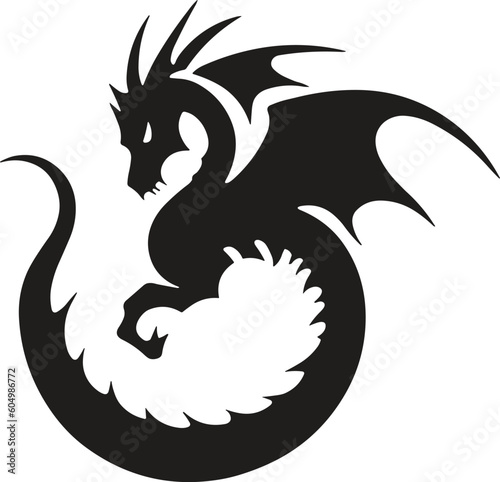 black dragon tattoo. dragon logo. dragon tribal. vector illustration.