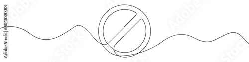 Linear prohibition continuous sign vector. Black stop sign drawn line. The no sign is a continuous line. Vector linear design ban.